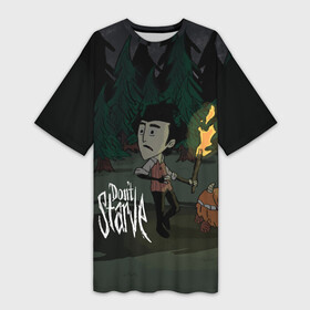 Платье-футболка 3D с принтом DON T STARVE в Кировске,  |  | Тематика изображения на принте: action | adventure | dont starve | gamer | player | twitch | игра