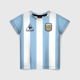 Детская футболка 3D с принтом Марадона Аргентина ретро в Кировске, 100% гипоаллергенный полиэфир | прямой крой, круглый вырез горловины, длина до линии бедер, чуть спущенное плечо, ткань немного тянется | maradona | аргентина | марадона | ретро