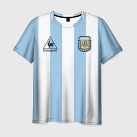 Мужская футболка 3D с принтом Марадона Аргентина ретро в Кировске, 100% полиэфир | прямой крой, круглый вырез горловины, длина до линии бедер | maradona | аргентина | марадона | ретро