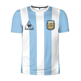 Мужская футболка 3D спортивная с принтом Марадона Аргентина ретро в Кировске, 100% полиэстер с улучшенными характеристиками | приталенный силуэт, круглая горловина, широкие плечи, сужается к линии бедра | maradona | аргентина | марадона | ретро