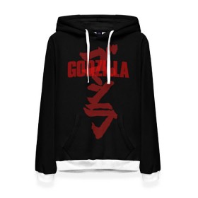 Женская толстовка 3D с принтом GODZILLA в Кировске, 100% полиэстер  | двухслойный капюшон со шнурком для регулировки, мягкие манжеты на рукавах и по низу толстовки, спереди карман-кенгуру с мягким внутренним слоем. | comic con | godzilla | gojira | logo | годзилла | знаки | иероглифы | лого | монстр | фильм | чудовище