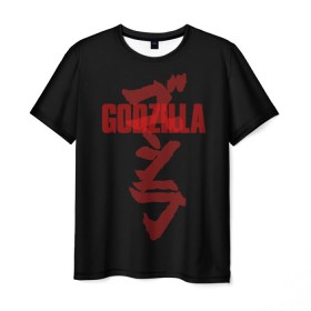 Мужская футболка 3D с принтом GODZILLA в Кировске, 100% полиэфир | прямой крой, круглый вырез горловины, длина до линии бедер | comic con | godzilla | gojira | logo | годзилла | знаки | иероглифы | лого | монстр | фильм | чудовище