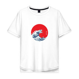 Мужская футболка хлопок Oversize с принтом GODZILLA в Кировске, 100% хлопок | свободный крой, круглый ворот, “спинка” длиннее передней части | comic con | godzilla | gojira | logo | годзилла | знаки | иероглифы | лого | монстр | фильм | чудовище