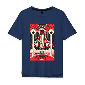 Мужская футболка хлопок Oversize с принтом GODZILLA POSTER в Кировске, 100% хлопок | свободный крой, круглый ворот, “спинка” длиннее передней части | 