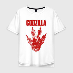 Мужская футболка хлопок Oversize с принтом GODZILLA в Кировске, 100% хлопок | свободный крой, круглый ворот, “спинка” длиннее передней части | 