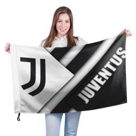 Флаг 3D с принтом JUVENTUS SPORT в Кировске, 100% полиэстер | плотность ткани — 95 г/м2, размер — 67 х 109 см. Принт наносится с одной стороны | 