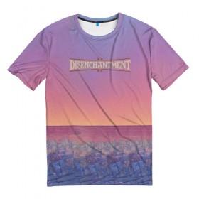 Мужская футболка 3D с принтом Disenchantment лого в Кировске, 100% полиэфир | прямой крой, круглый вырез горловины, длина до линии бедер | 
