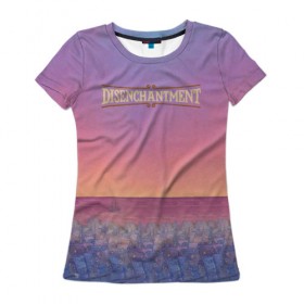 Женская футболка 3D с принтом Disenchantment лого в Кировске, 100% полиэфир ( синтетическое хлопкоподобное полотно) | прямой крой, круглый вырез горловины, длина до линии бедер | 
