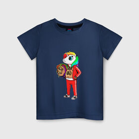 Детская футболка хлопок с принтом 69 rainbow в Кировске, 100% хлопок | круглый вырез горловины, полуприлегающий силуэт, длина до линии бедер | 6ix9ine | единорог | пони