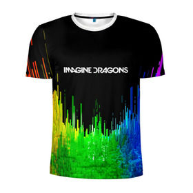 Мужская футболка 3D спортивная с принтом IMAGINE DRAGONS в Кировске, 100% полиэстер с улучшенными характеристиками | приталенный силуэт, круглая горловина, широкие плечи, сужается к линии бедра | color | imagine dragons | logo | stripes | trend | абстракция | группа | линии | лого | рок | рэп | фирменные цвета