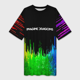 Платье-футболка 3D с принтом IMAGINE DRAGONS в Кировске,  |  | Тематика изображения на принте: color | imagine dragons | logo | stripes | trend | абстракция | группа | линии | лого | рок | рэп | фирменные цвета