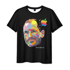 Мужская футболка 3D с принтом Стив Джобс / Think Different в Кировске, 100% полиэфир | прямой крой, круглый вырез горловины, длина до линии бедер | apple | different | ipad | iphone | jobs | steve | steven | think | аппле | джобс | жобс | основатель | создатель | стив | стивен | эпл | яблоко