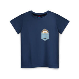 Детская футболка хлопок с принтом Ёжик в кармане в Кировске, 100% хлопок | круглый вырез горловины, полуприлегающий силуэт, длина до линии бедер | Тематика изображения на принте: еж | ёжик | ёжик в кармане | лес