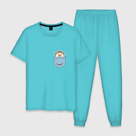 Мужская пижама хлопок с принтом Ёжик в кармане в Кировске, 100% хлопок | брюки и футболка прямого кроя, без карманов, на брюках мягкая резинка на поясе и по низу штанин
 | еж | ёжик | ёжик в кармане | лес