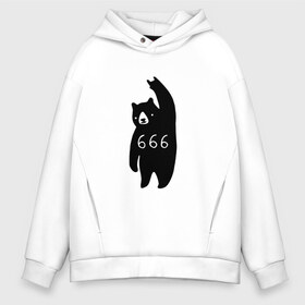 Мужское худи Oversize хлопок с принтом BAD BEAR 666 ROCK в Кировске, френч-терри — 70% хлопок, 30% полиэстер. Мягкий теплый начес внутри —100% хлопок | боковые карманы, эластичные манжеты и нижняя кромка, капюшон на магнитной кнопке | 666 | bear | devil | satan | медведь | сатана