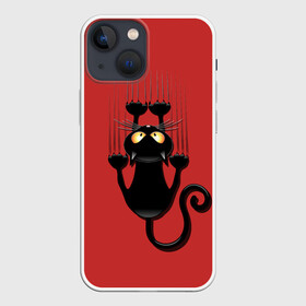 Чехол для iPhone 13 mini с принтом Черный Кот в Кировске,  |  | black | cat | cats | кот | котенок | коты | кошка | кошки | красный | черная