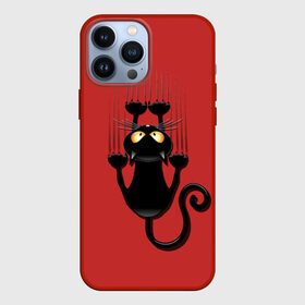 Чехол для iPhone 13 Pro Max с принтом Черный Кот в Кировске,  |  | Тематика изображения на принте: black | cat | cats | кот | котенок | коты | кошка | кошки | красный | черная