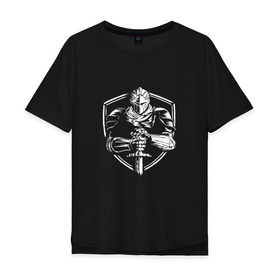 Мужская футболка хлопок Oversize с принтом DARK SOULS в Кировске, 100% хлопок | свободный крой, круглый ворот, “спинка” длиннее передней части | dark souls | game | gamer | mmo | play | player | rpg | дарк соулс | игра | темные души