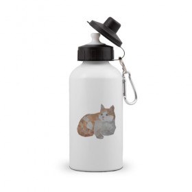 Бутылка спортивная с принтом Полигональный кот в Кировске, металл | емкость — 500 мл, в комплекте две пластиковые крышки и карабин для крепления | 