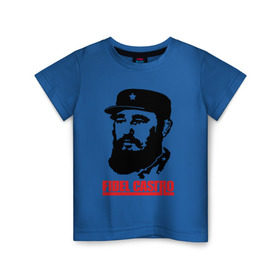 Детская футболка хлопок с принтом Фидель Кастро в Кировске, 100% хлопок | круглый вырез горловины, полуприлегающий силуэт, длина до линии бедер | Тематика изображения на принте: 