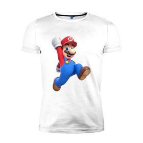 Мужская футболка премиум с принтом Super Mario в Кировске, 92% хлопок, 8% лайкра | приталенный силуэт, круглый вырез ворота, длина до линии бедра, короткий рукав | 