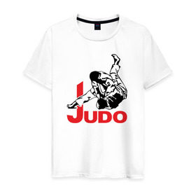 Мужская футболка хлопок с принтом Дзюдо в Кировске, 100% хлопок | прямой крой, круглый вырез горловины, длина до линии бедер, слегка спущенное плечо. | boxing | champion | fight | fist | japan | judo | jujutsu | kick | ring | sport | бой | дзюдзюцу | дзюдо | кулак | ринг | спорт | удар | чемпион | япония