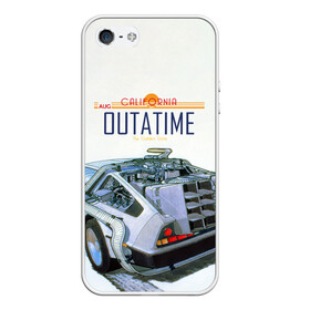 Чехол для iPhone 5/5S матовый с принтом De Lorean Outatime в Кировске, Силикон | Область печати: задняя сторона чехла, без боковых панелей | 