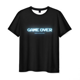 Мужская футболка 3D с принтом Game Over в Кировске, 100% полиэфир | прямой крой, круглый вырез горловины, длина до линии бедер | 