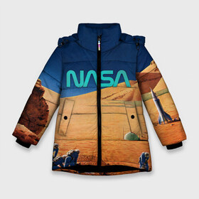 Зимняя куртка для девочек 3D с принтом NASA on Mars в Кировске, ткань верха — 100% полиэстер; подклад — 100% полиэстер, утеплитель — 100% полиэстер. | длина ниже бедра, удлиненная спинка, воротник стойка и отстегивающийся капюшон. Есть боковые карманы с листочкой на кнопках, утяжки по низу изделия и внутренний карман на молнии. 

Предусмотрены светоотражающий принт на спинке, радужный светоотражающий элемент на пуллере молнии и на резинке для утяжки. | Тематика изображения на принте: 