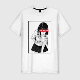 Мужская футболка премиум с принтом SENPAI в Кировске, 92% хлопок, 8% лайкра | приталенный силуэт, круглый вырез ворота, длина до линии бедра, короткий рукав | ahegao | anime | senpai | аниме | ахегао | культура | сенпай | тренд