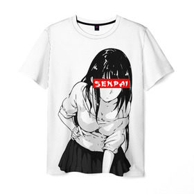 Мужская футболка 3D с принтом SENPAI в Кировске, 100% полиэфир | прямой крой, круглый вырез горловины, длина до линии бедер | ahegao | anime | senpai | аниме | ахегао | культура | сенпай | тренд