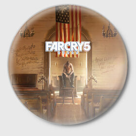 Значок с принтом Far Cry 5 в Кировске,  металл | круглая форма, металлическая застежка в виде булавки | 