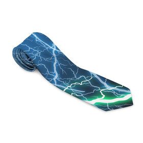 Галстук 3D с принтом РАЗРЯДЫ МОЛНИЙ в Кировске, 100% полиэстер | Длина 148 см; Плотность 150-180 г/м2 | blue | epic | green | lightning | rain | storm | stripes | texture | thunder | гроза | гром | дождь | зеленый | линии | молнии | молния | пафосные | полосы | разряды | синий | текстура | шторм | эпичные | яркие