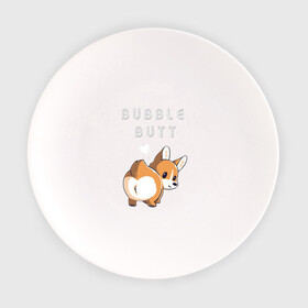 Тарелка с принтом Bubble butt в Кировске, фарфор | диаметр - 210 мм
диаметр для нанесения принта - 120 мм | корги