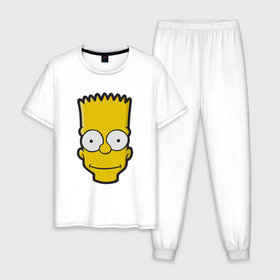 Мужская пижама хлопок с принтом Барт в Кировске, 100% хлопок | брюки и футболка прямого кроя, без карманов, на брюках мягкая резинка на поясе и по низу штанин
 | барт | голова | мультфильмы | симпсоны