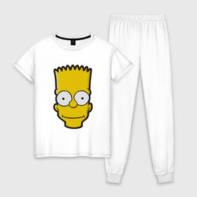 Женская пижама хлопок с принтом Барт в Кировске, 100% хлопок | брюки и футболка прямого кроя, без карманов, на брюках мягкая резинка на поясе и по низу штанин | барт | голова | мультфильмы | симпсоны