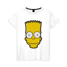 Женская футболка хлопок с принтом Барт в Кировске, 100% хлопок | прямой крой, круглый вырез горловины, длина до линии бедер, слегка спущенное плечо | барт | голова | мультфильмы | симпсоны