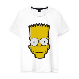 Мужская футболка хлопок с принтом Барт в Кировске, 100% хлопок | прямой крой, круглый вырез горловины, длина до линии бедер, слегка спущенное плечо. | барт | голова | мультфильмы | симпсоны