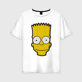 Женская футболка хлопок Oversize с принтом Барт в Кировске, 100% хлопок | свободный крой, круглый ворот, спущенный рукав, длина до линии бедер
 | барт | голова | мультфильмы | симпсоны