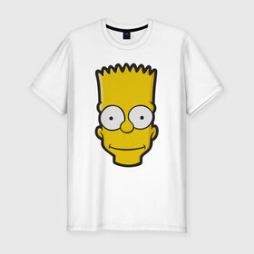 Мужская футболка премиум с принтом Барт в Кировске, 92% хлопок, 8% лайкра | приталенный силуэт, круглый вырез ворота, длина до линии бедра, короткий рукав | Тематика изображения на принте: барт | голова | мультфильмы | симпсоны