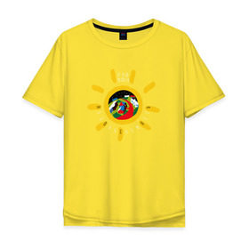 Мужская футболка хлопок Oversize с принтом Недокасаемость солнце в Кировске, 100% хлопок | свободный крой, круглый ворот, “спинка” длиннее передней части | анастасия иванова | гречка | люби меня люби | недокасаемость | подростки