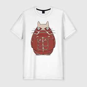 Мужская футболка премиум с принтом Attack on Totoro в Кировске, 92% хлопок, 8% лайкра | приталенный силуэт, круглый вырез ворота, длина до линии бедра, короткий рукав | Тематика изображения на принте: anime | attack on titan | totoro | аниме | атака титанов | тоторо