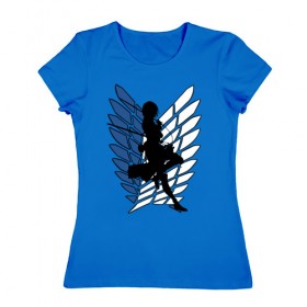 Женская футболка хлопок с принтом Mikasa в Кировске, 100% хлопок | прямой крой, круглый вырез горловины, длина до линии бедер, слегка спущенное плечо | anime | attack on titan | аниме | атака титанов