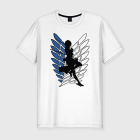 Мужская футболка премиум с принтом Mikasa в Кировске, 92% хлопок, 8% лайкра | приталенный силуэт, круглый вырез ворота, длина до линии бедра, короткий рукав | anime | attack on titan | аниме | атака титанов