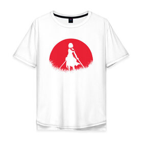 Мужская футболка хлопок Oversize с принтом Red Moon Surveyor в Кировске, 100% хлопок | свободный крой, круглый ворот, “спинка” длиннее передней части | anime | attack on titan | аниме | атака титанов
