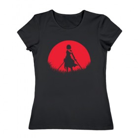 Женская футболка хлопок с принтом Red Moon Surveyor в Кировске, 100% хлопок | прямой крой, круглый вырез горловины, длина до линии бедер, слегка спущенное плечо | anime | attack on titan | аниме | атака титанов