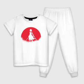 Детская пижама хлопок с принтом Red Moon Surveyor в Кировске, 100% хлопок |  брюки и футболка прямого кроя, без карманов, на брюках мягкая резинка на поясе и по низу штанин
 | Тематика изображения на принте: anime | attack on titan | аниме | атака титанов
