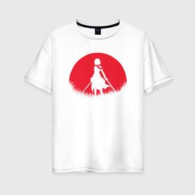 Женская футболка хлопок Oversize с принтом Red Moon Surveyor в Кировске, 100% хлопок | свободный крой, круглый ворот, спущенный рукав, длина до линии бедер
 | anime | attack on titan | аниме | атака титанов