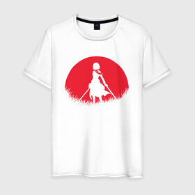 Мужская футболка хлопок с принтом Red Moon Surveyor в Кировске, 100% хлопок | прямой крой, круглый вырез горловины, длина до линии бедер, слегка спущенное плечо. | Тематика изображения на принте: anime | attack on titan | аниме | атака титанов
