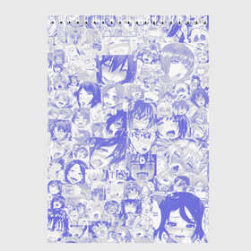 Скетчбук с принтом AHEGAO BLUE в Кировске, 100% бумага
 | 48 листов, плотность листов — 100 г/м2, плотность картонной обложки — 250 г/м2. Листы скреплены сверху удобной пружинной спиралью | Тематика изображения на принте: ahegao | anime | kawai | kowai | otaku | senpai | sugoi | waifu | weeaboo | yandere | аниме | ахегао | вайфу | виабу | каваи | ковай | культура | отаку | сенпай | сугои | тренд | яндере